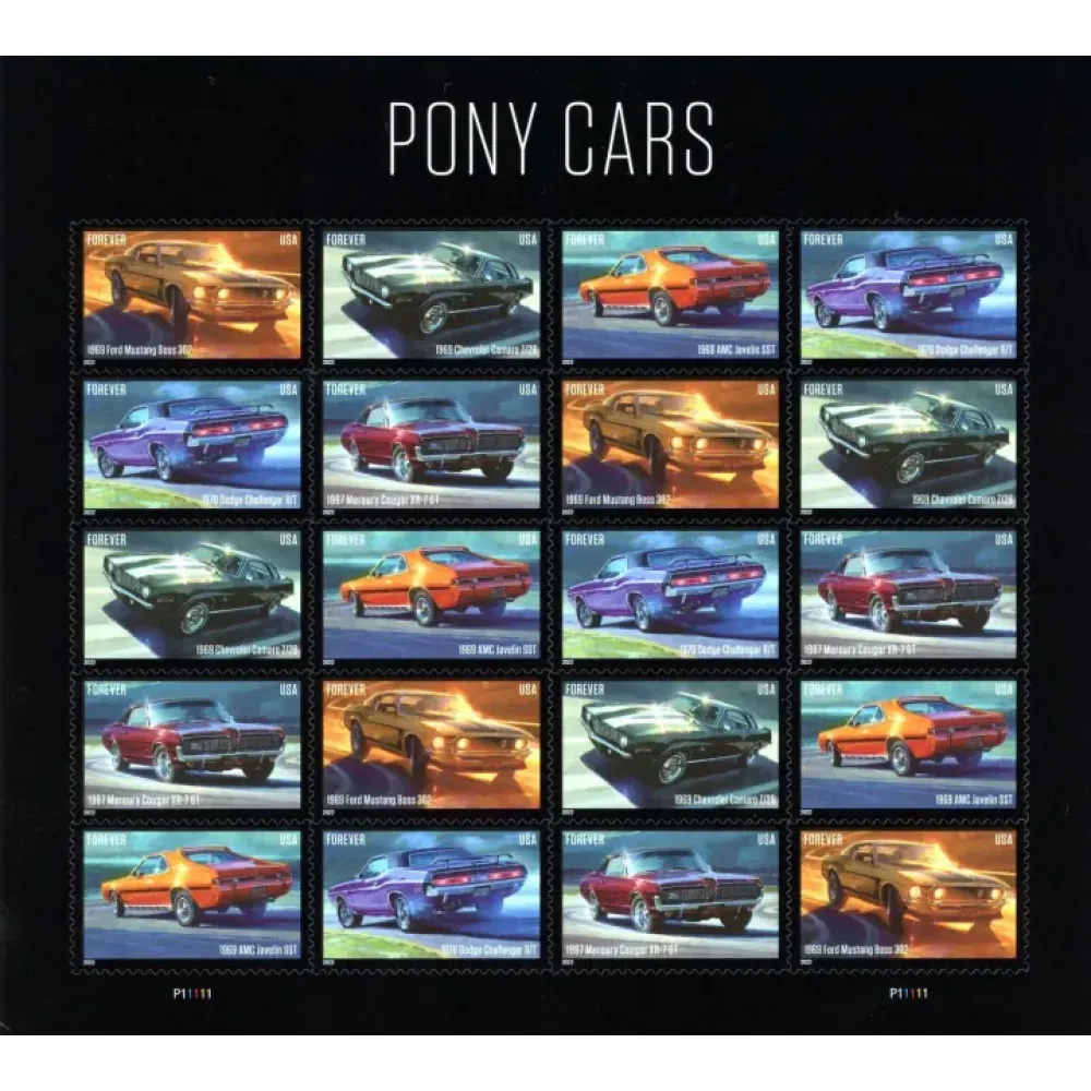 2022 USPS Pony Cars Stamps 2022 USPS Pony Cars Stamps