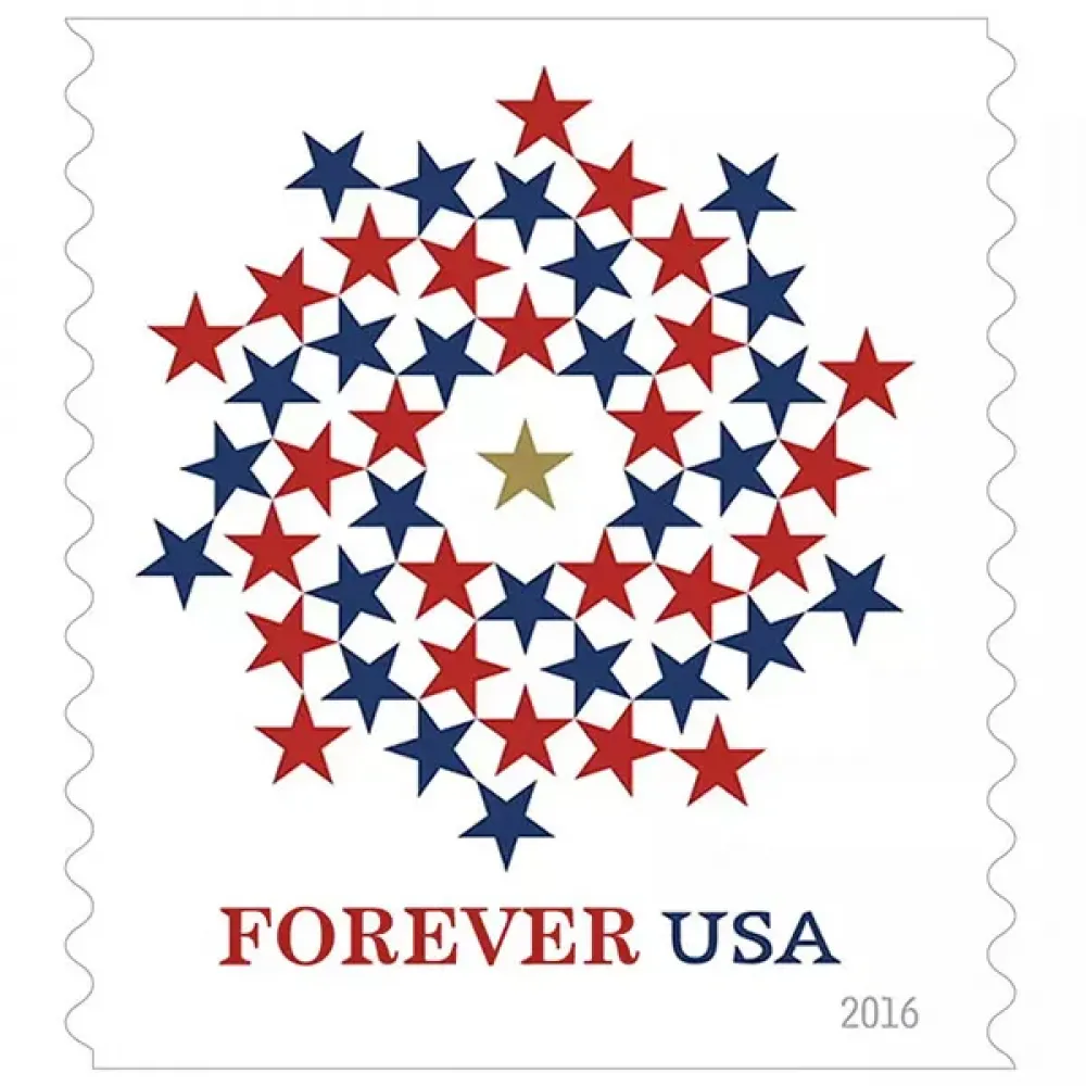 (2016) USPS Stars Red & Blue Forever Stamps (2016) USPS Stars Red & Blue Forever Stamps