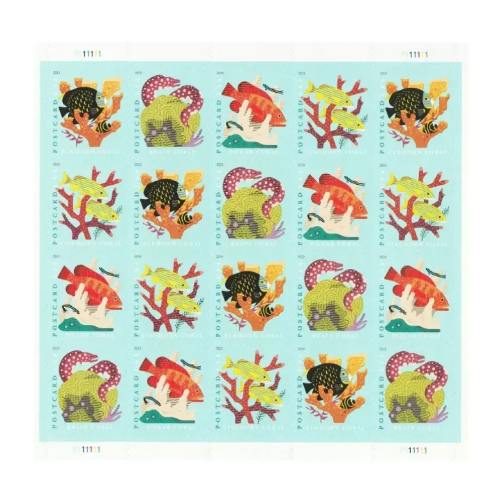 (2019) USPS Coral Reefs Postcard First Class Forever Postage Stamps (2019) USPS Coral Reefs Postcard First Class Forever Postage Stamps
