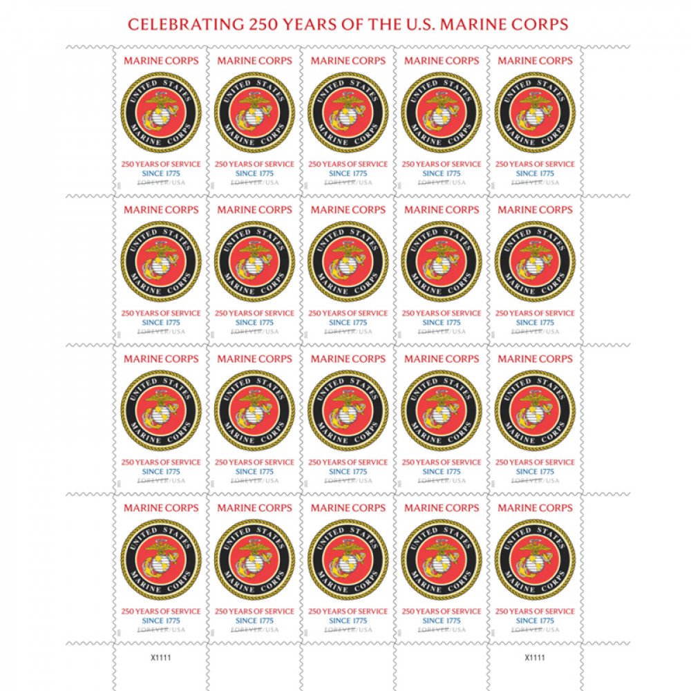 2025 U.S. Marine Corps 250th Stamps,Sheet of 20 2025 U.S. Marine Corps 250th Stamps,Sheet of 20