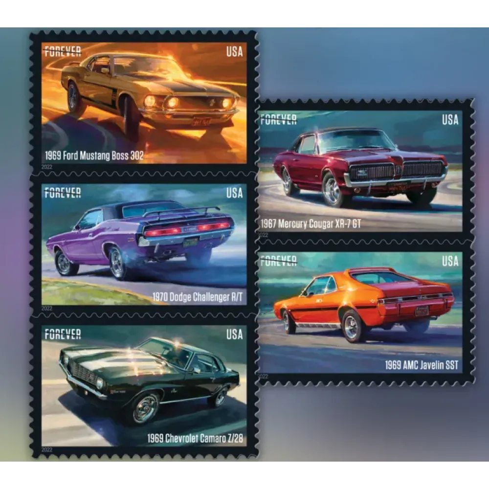 2022 USPS Pony Cars Stamps 2022 USPS Pony Cars Stamps